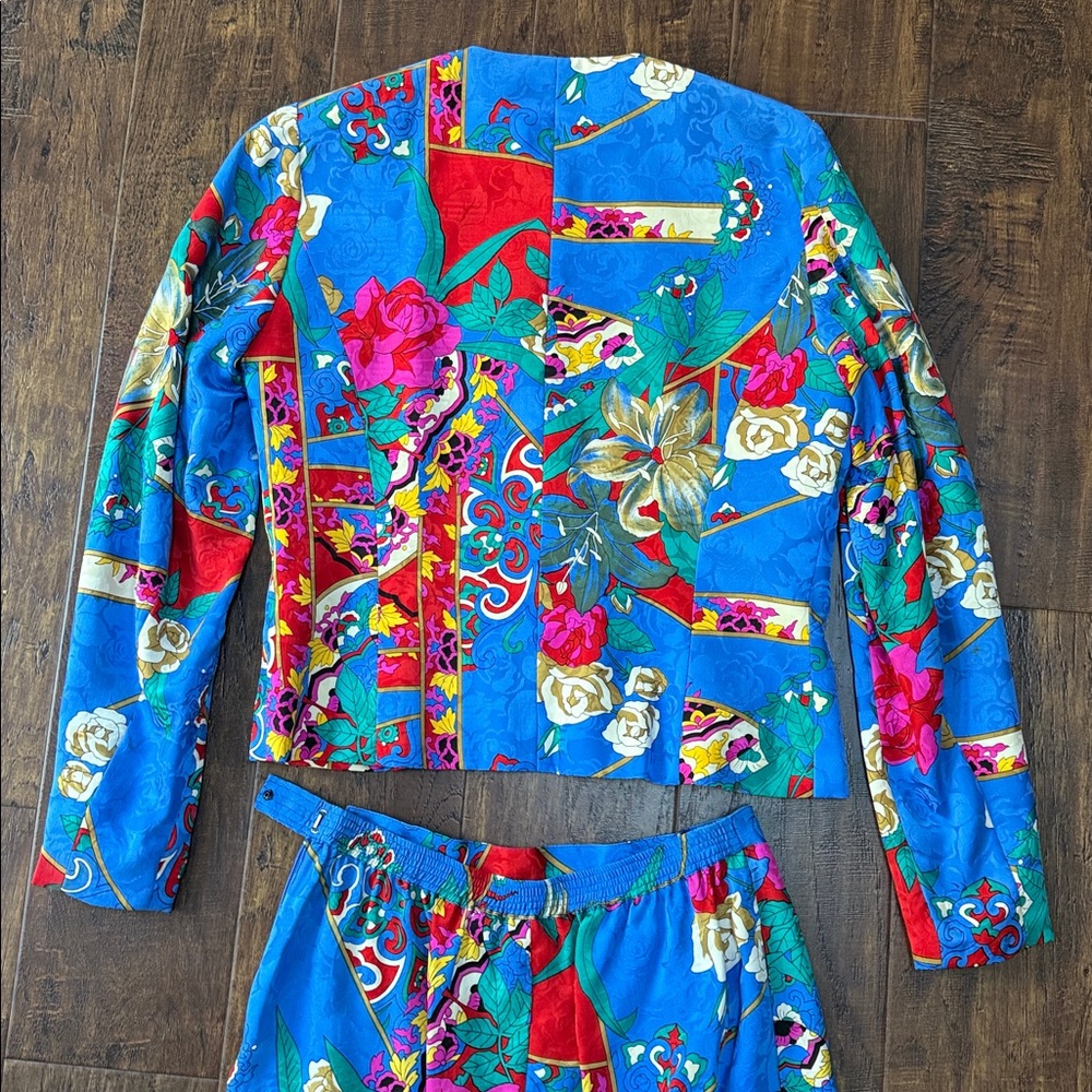 Umi Collections by Anne Crimmins 100% Silk 80s Vintage Blouse and Skirt Set - Picture 8 of 9